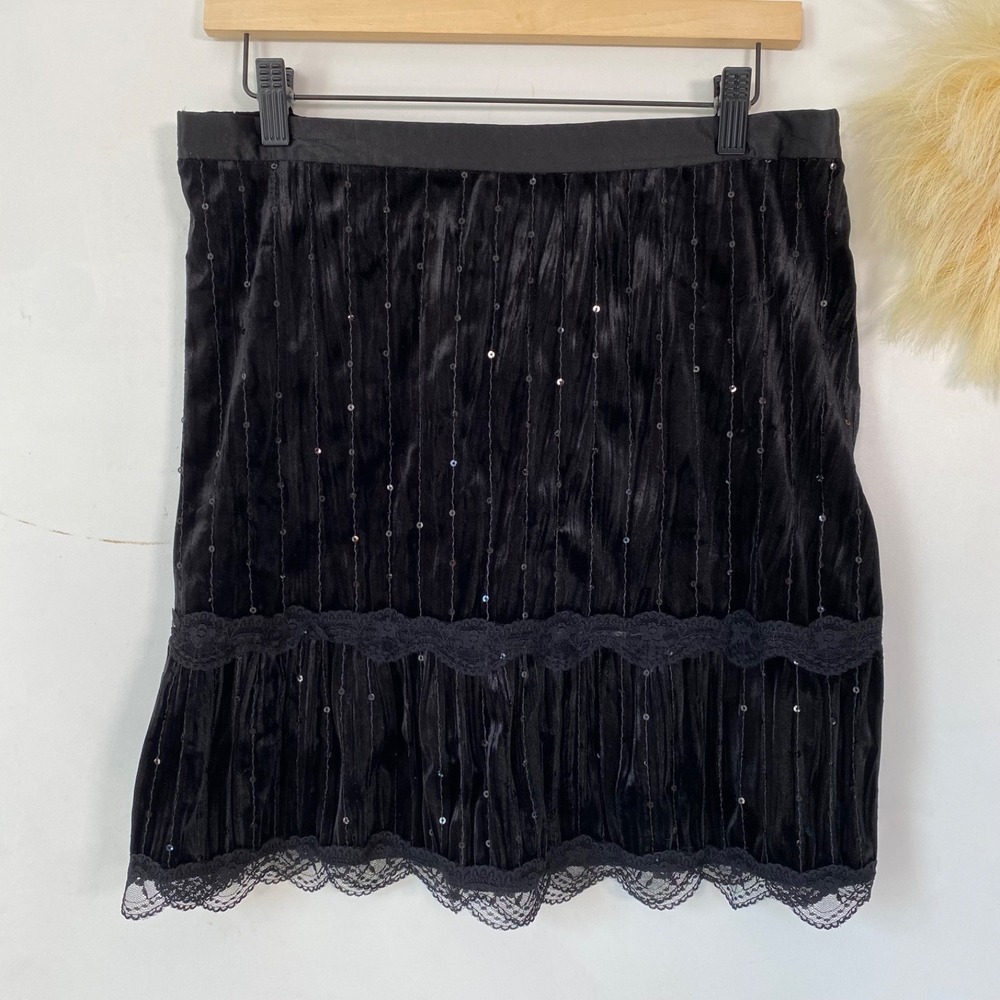 No Boundaries Womens Sequin Velvet Whimsigoth Mini Skirt Size L Y2K Fairy Grunge